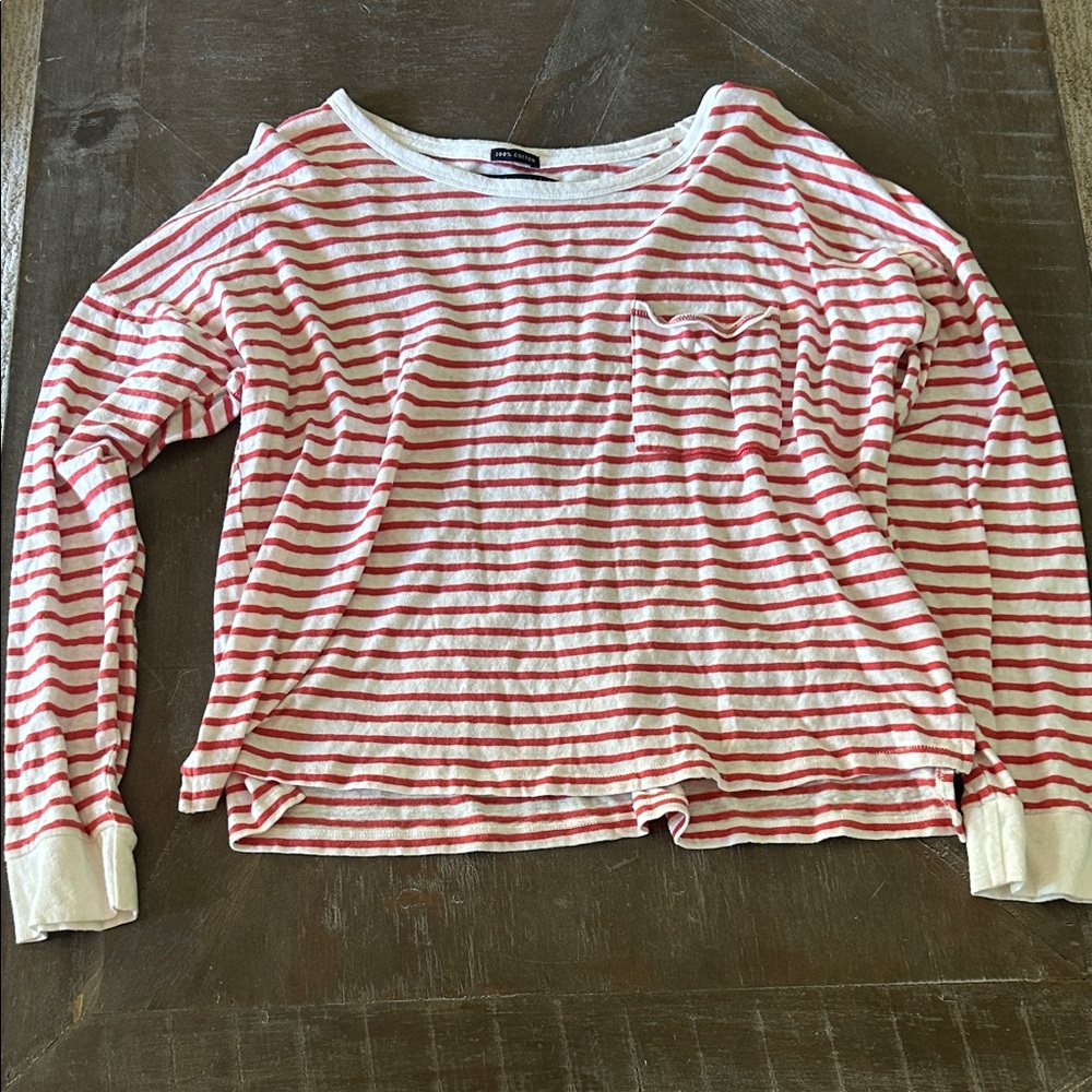 Abercrombie & Fitch Red and Cream Striped Top